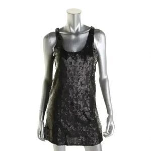 Aqua Women's Black Poly Sequin Lined Sleeveless Dress
